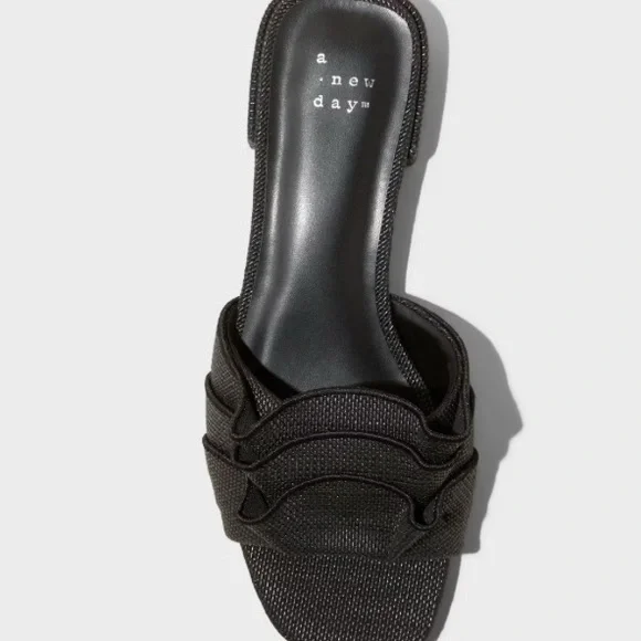 A New Day Lyta Sandals Black Raffia Sandal Slide Never Worn In Box Size 10 - Picture 3 of 11